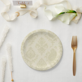 Assiettes En Carton Mariage Floral Crème Et Or