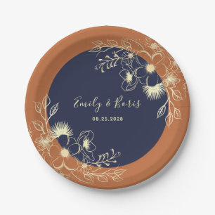 Assiettes En Carton Mariage floral de la marine de terre cuite