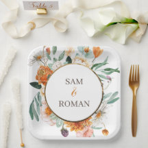 Mariage Floral Orange Aquarelle