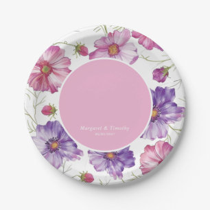 Assiettes En Carton Mariage floral rose pourpre