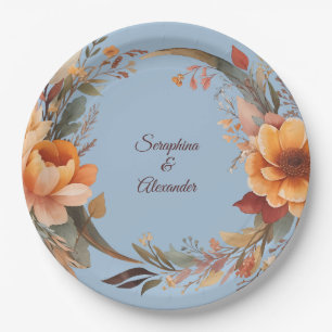 Assiettes En Carton Mariage Floral Rustique Aquarelle d'Automne