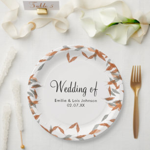 Assiettes En Carton Mariage flottant aux feuilles tombantes rustiques 