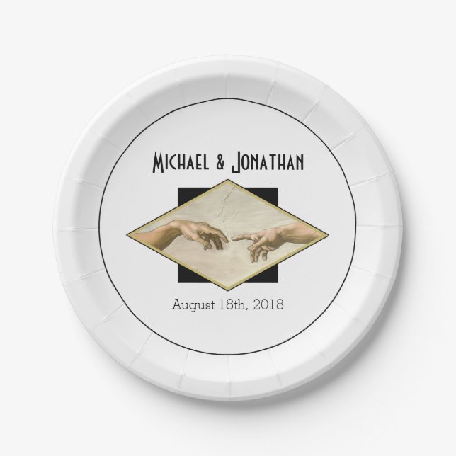 Assiettes En Carton Mariage gay d'art classique (Devant)