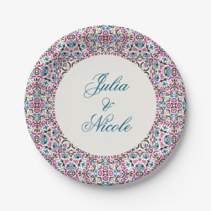 Assiettes En Carton Mariage géométrique en treillis marocain