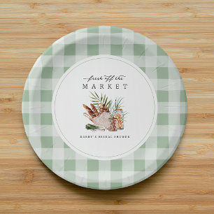 Assiettes En Carton Mariage Gingham de Rêve au Marché des Agriculteurs
