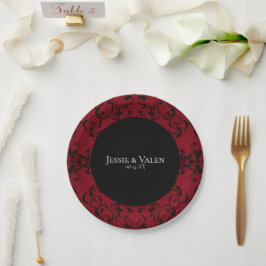 Assiettes En Carton Mariage gothique rouge et noir