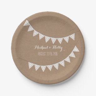 Assiettes En Carton Mariage inspiré de carte d'étamine d'oeillet