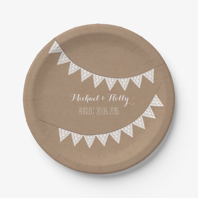 Assiettes En Carton Mariage inspiré de carte d'étamine d'oeillet (Devant)