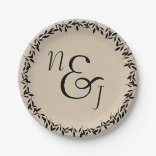 Assiettes En Carton Mariage Kraft Moderne Rustique Botanique Feuille N