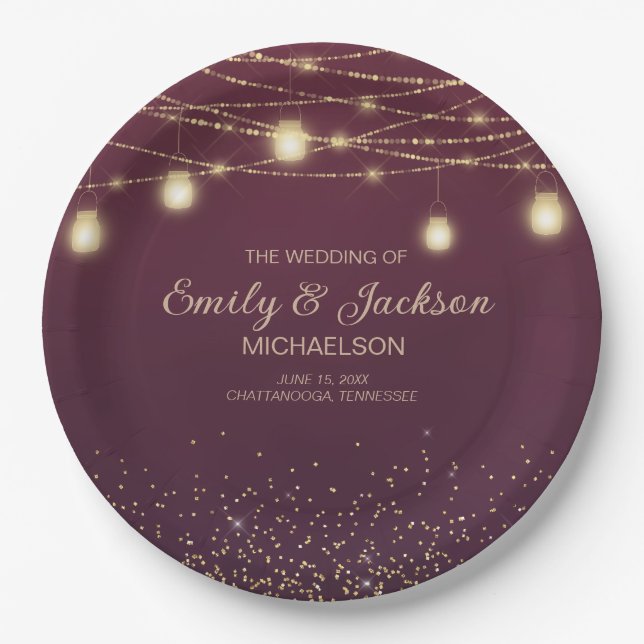 Assiettes En Carton Mariage lumineux de chaîne de Parties scintillant  (Devant)