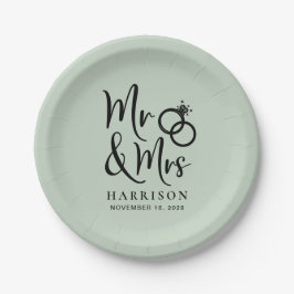 Assiettes En Carton Mariage M. Mme Sage Green