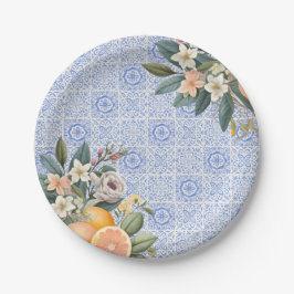 Assiettes En Carton Mariage Méditerranéen Carreaux de Cérémonie