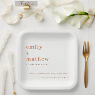 Assiettes En Carton Mariage minimaliste de la marine moderne rouille O