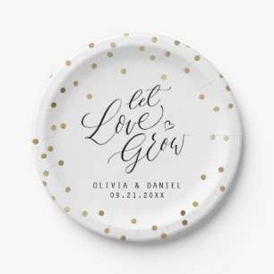Assiettes En Carton mariage moderne de calligraphie "Let love grew"