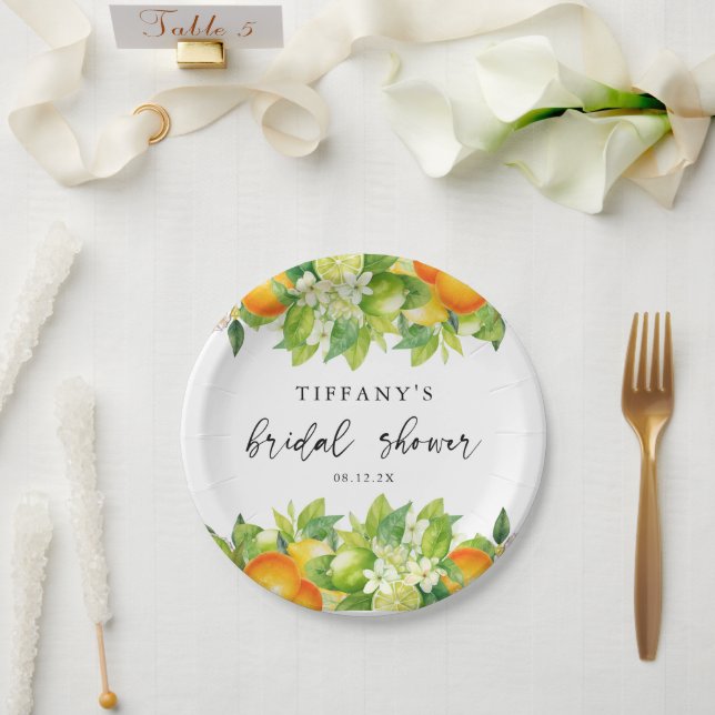 Assiettes En Carton Mariage Moderne d'Été Oranges Citron Citrus (Mariage)