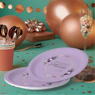 Assiettes En Carton Mariage Moderne Géométrique Floral Violet