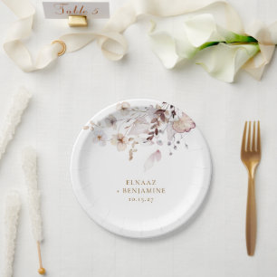 Assiettes En Carton Mariage Moderne Simple d'Automne avec Fleurs Séché