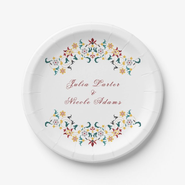 Assiettes En Carton Mariage Motif classique complexe de géométrie vint (Devant)