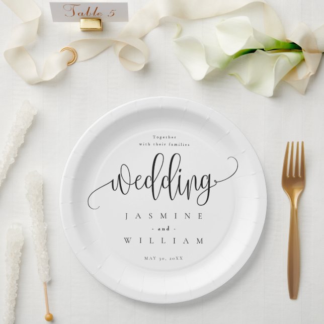 Assiettes En Carton Mariage noir et blanc (Mariage)