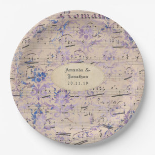 Assiettes En Carton Mariage Notes de Musique Éphémère Lavande