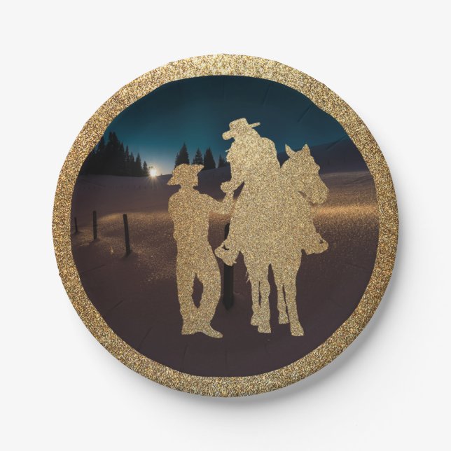 Assiettes En Carton Mariage occidental Cowboy Cowgirl Plaques de coupl (Devant)