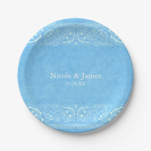 Assiettes En Carton Mariage occidental de campagne rustique paisley bl