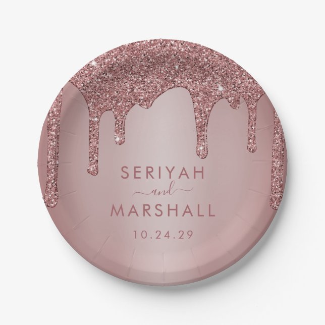 Assiettes En Carton Mariage Parties scintillant Rose Gold Sparkle de l (Devant)