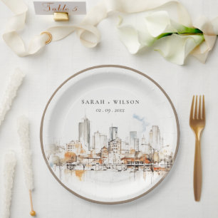Assiettes En Carton Mariage Paysage Aquarelle Atlanta Géorgie