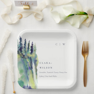 Assiettes En Carton Mariage paysager minimal de pin doux