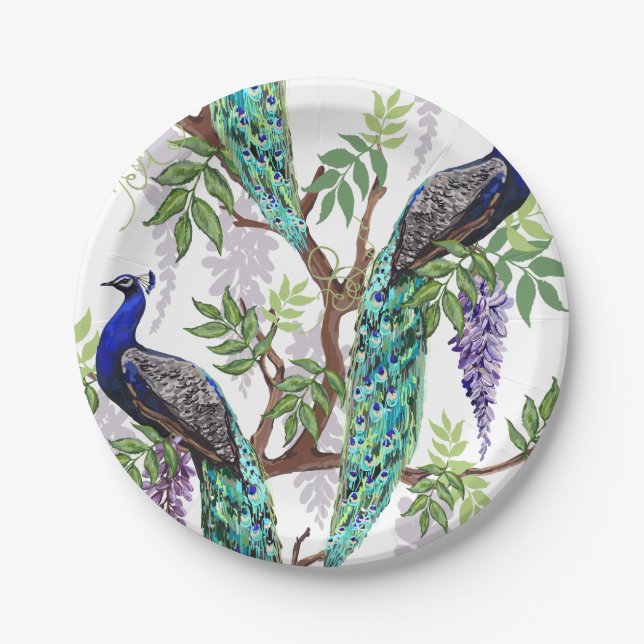 Assiettes En Carton Mariage Peacock (Devant)