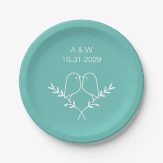 Assiettes En Carton Mariage personnalisé élégant - Date personnalisée