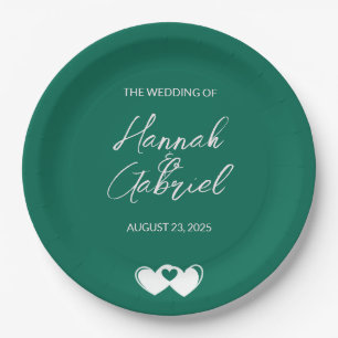 Assiettes En Carton Mariage personnalisé Emerald Green