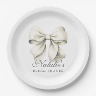 Assiettes En Carton Mariage Personnalisé Ruban Blanc Élégant