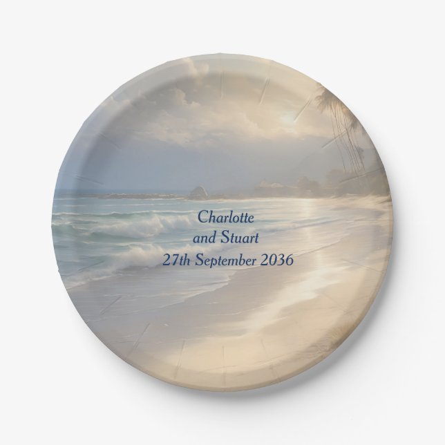 Assiettes En Carton Mariage plage (Devant)