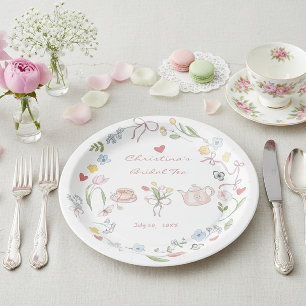 Assiettes En Carton Mariage Précieux Tasse de Thé Fantaisiste Dessinée