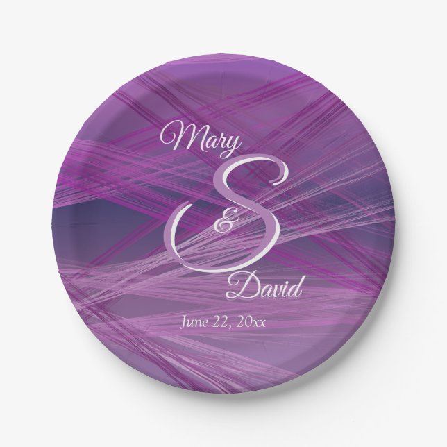 Assiettes En Carton Mariage Purple Streaks (Devant)