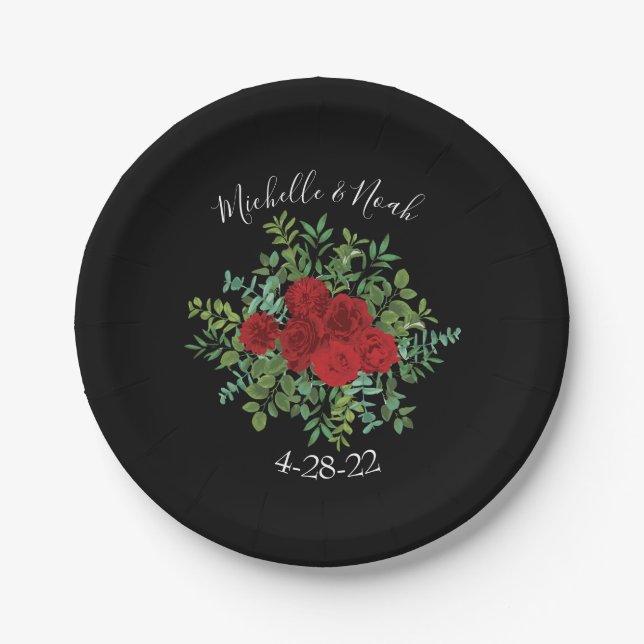 Assiettes En Carton Mariage Red Rose (Devant)