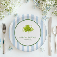 Mariage Rétro Côté Tropical Bleu Cabane à Rayures