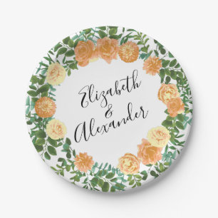 Assiettes En Carton Mariage Rose vintage Peach