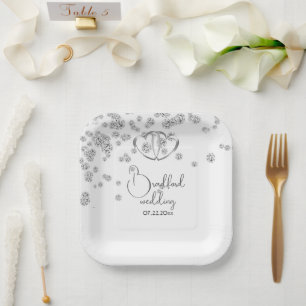 Assiettes En Carton Mariage Royal Blue Diamonds & Hearts
