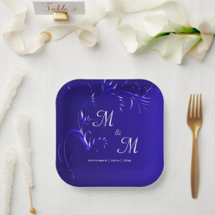 Assiettes En Carton Mariage Royal Blue Elegance