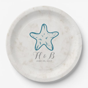 Assiettes En Carton Mariage Royal Blue Rustic Starfish