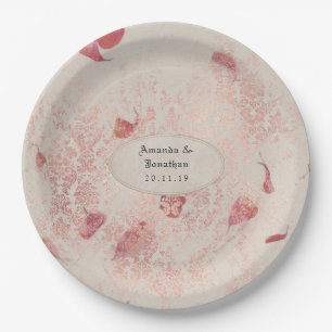 Assiettes En Carton Mariage Shabby-Chic en or rose