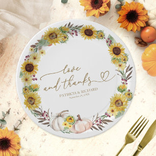 Assiettes En Carton Mariage Tournesol Blanc Citrouille Amour Et Remerc