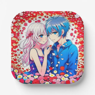 Assiettes En Carton Mariage Unique de Couple d'Anime