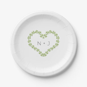 Assiettes En Carton Mariage verdure chic shabby feuilles de coeur vert
