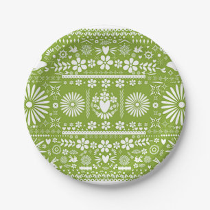 Assiettes En Carton Mariage Vert de Lime Avocat Picado Mexicain