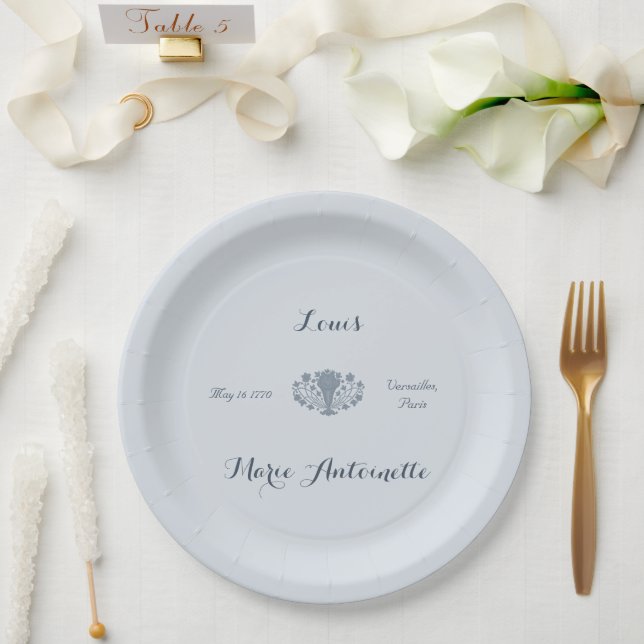 Assiettes En Carton Marie Antoinette Mariage Rococo Dusty Blue (Mariage)
