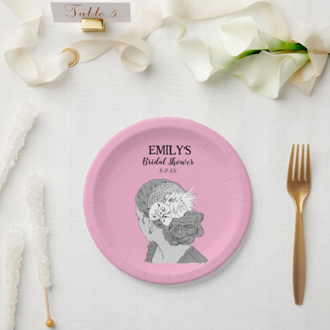Assiettes En Carton Mariée Blonde Fleurs Bienvenue Enterrement de Vie  (Mariage)