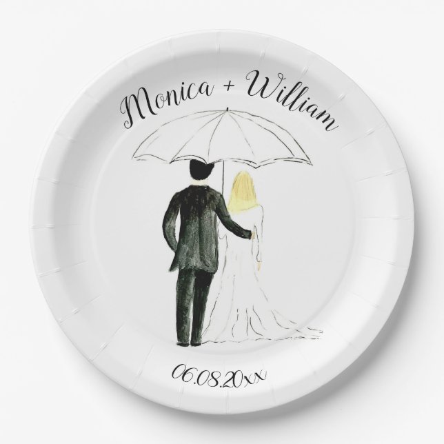 Assiettes En Carton Mariée et chambre Classique Moderne Mariage (Devant)